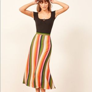 Reformation Bea Skirt, Rainbow, Size 0, NWT